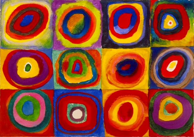 Puzzle 1000 pièces – Wassily Kandinsky : Étude des couleurs – Carrés avec cercles