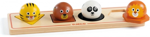 Puzzle à encastrer en bois avec animaux Ball'n'Co – 4 pièces DJECO