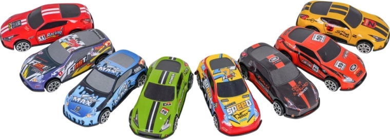 Set van 8 metalen autootjes inclusief accessoires