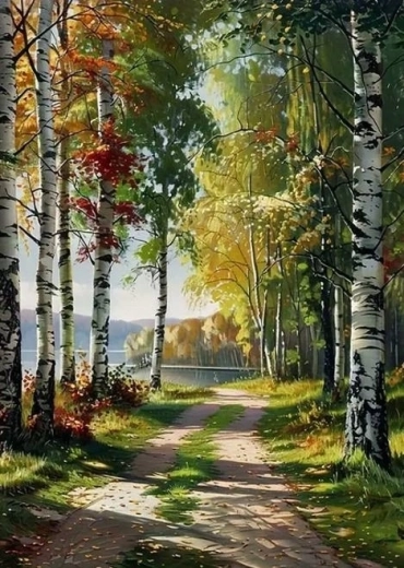 Norimpex diamond painting "Path through the forest by the lake" 30 × 40 cm