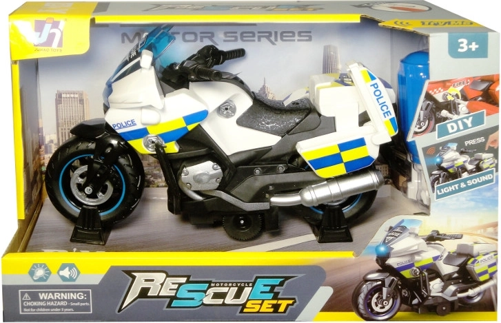 Police Motorcycle with Light and Sound – Construction Set for Kids