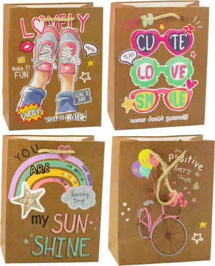 Papiertasche mit bunten Motiven 23 x 18 x 10,5 cm