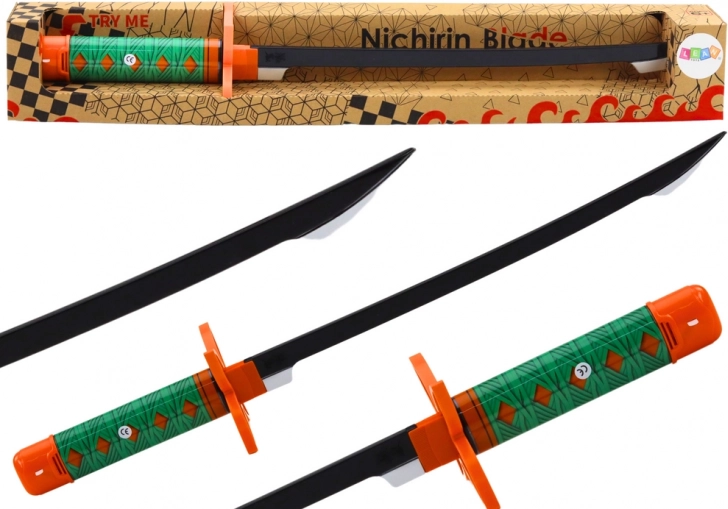 Battery-powered Nichirin samurai sword with sound – green handle