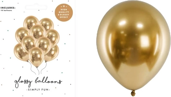 Ballons Glosy dorés brillants 30 cm, 10 pcs