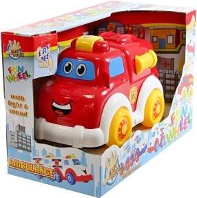 Battery-powered fire truck with lights and sounds