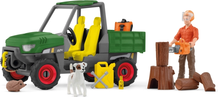 Werk in het bos – terreinwerkvoertuig met figuur en accessoires