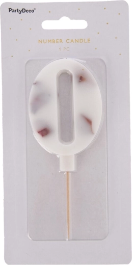 Bougie d’anniversaire en forme de fleur chiffre 0 blanche 8 cm