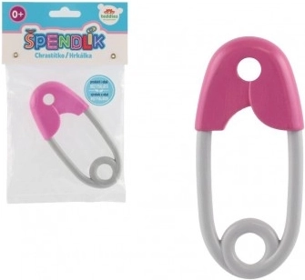 Plastic Pin Rattle for Babies 12cm Pink and Gray