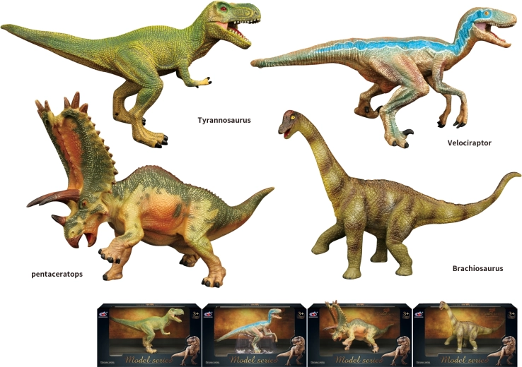 Dinosaur World Dinosaur Figures, 4 Types