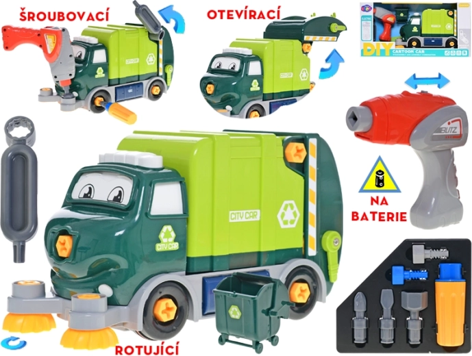 Buildable Garbage Truck with Battery Drill 31 cm