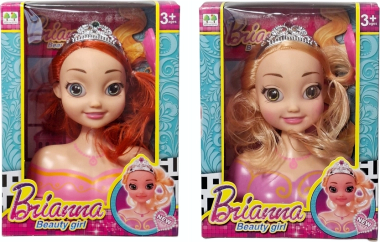 Tête de poupée à coiffer avec de longs cheveux