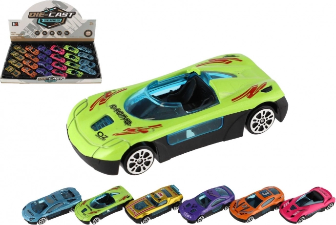 Mini-raceautootjes 7 cm – metalen-kunststof set, vrijloop, mix van kleuren