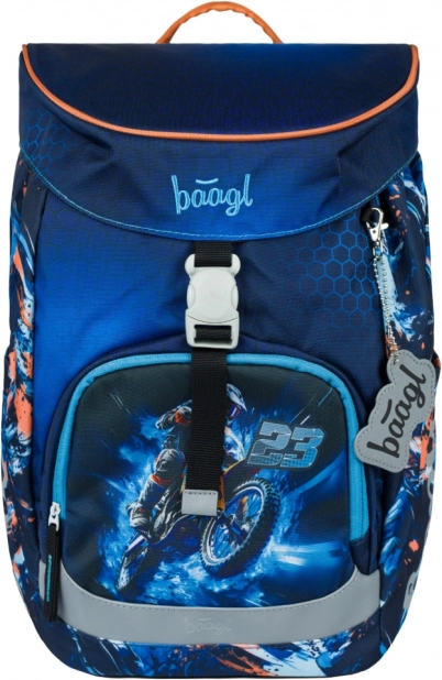 Baagl schoolrugzak Airy met motorfiets design