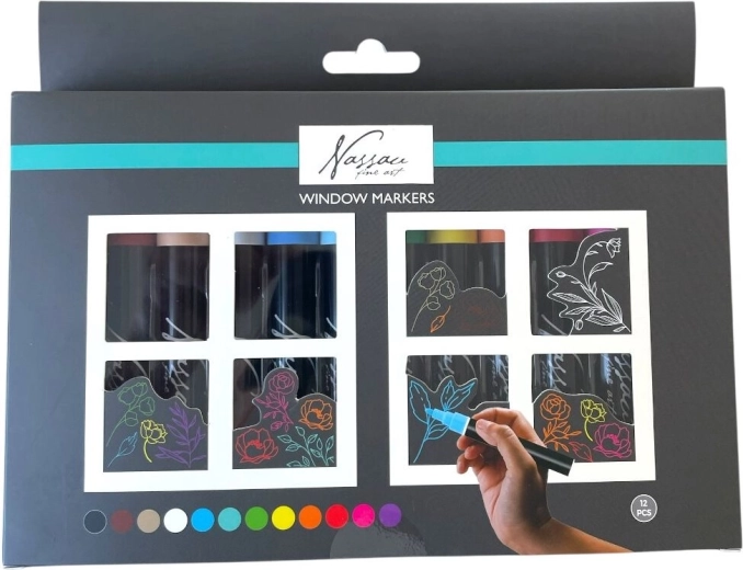 Marqueurs craie pour vitres GRAFIX – lot de 12 couleurs