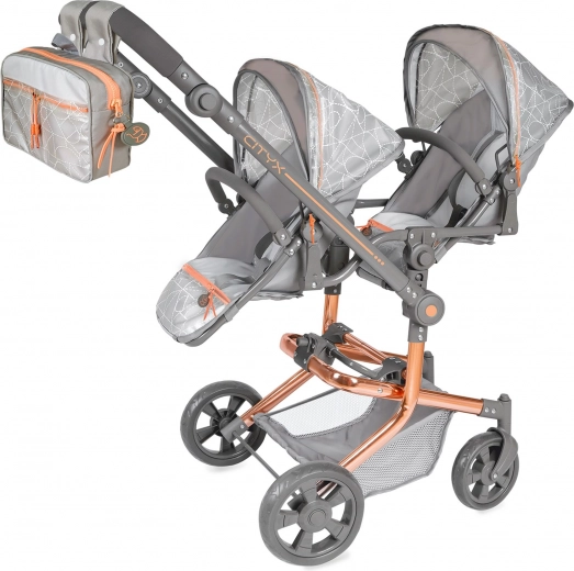 Folding twin doll stroller with backpack CITY X – 91 cm