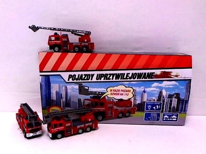 Camion de pompier avec sons et échelle extensible 14 cm