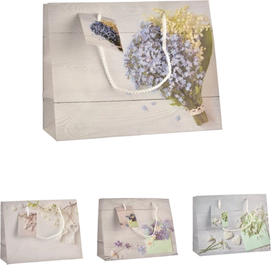 Floral gift bag 23 × 10 × 18 cm (4 variants)