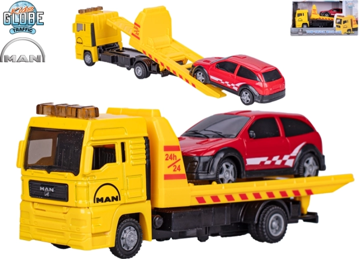 Kids Globe Traffic MAN Tow Service – die-cast model with passenger car 19 cm