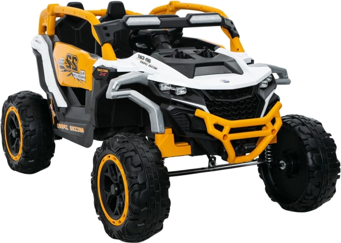 Elektrische kinderauto geel-wit 4x4