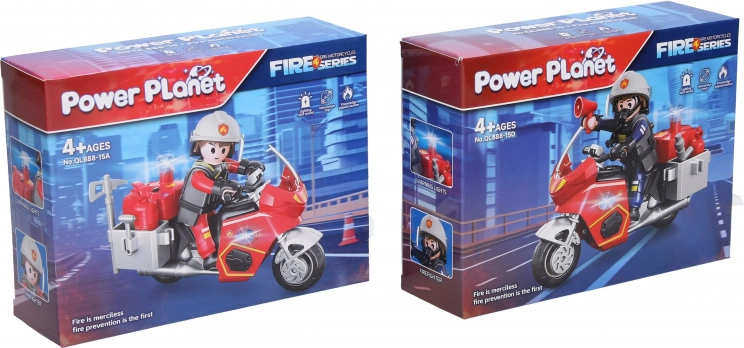 Firefighter on Motorcycle Figure Building Set