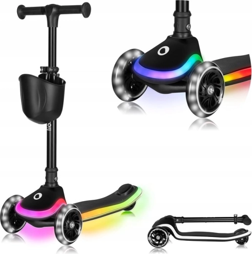 Lionelo foldable kids’ scooter Mey Black Onyx with LED lighting