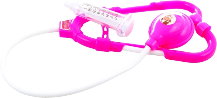 Doktertje spelen met stethoscoop en injectiespuit