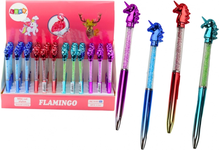 Kugelschreiber mit Einhorn, glitzernden Steinchen, blaue Mine 0,7 mm