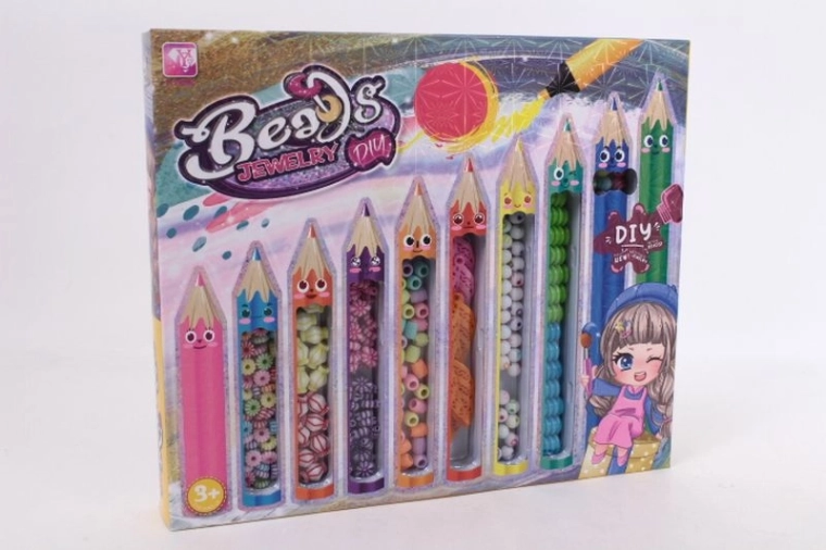 Kit créatif de perles en forme de crayons de couleur