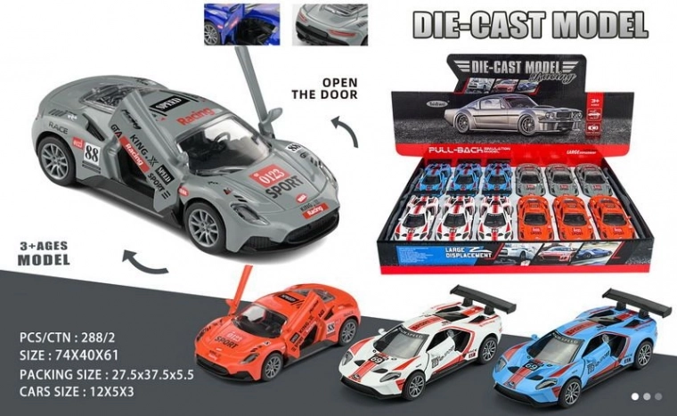 Metal Car with Pull-Back Mechanism 12 cm