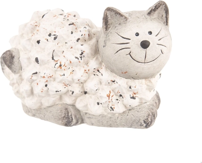 Decorative cat figurine made of polyresin, beige, 16 × 10 × 11 cm