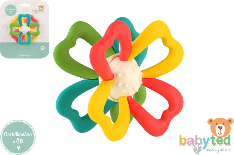 Anneau de dentition fleur en silicone et plastique 9,5 × 5 cm