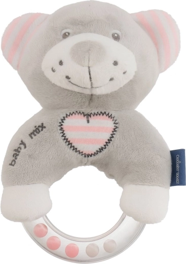 Baby pluchen rammelaar BABY MIX beertje roze