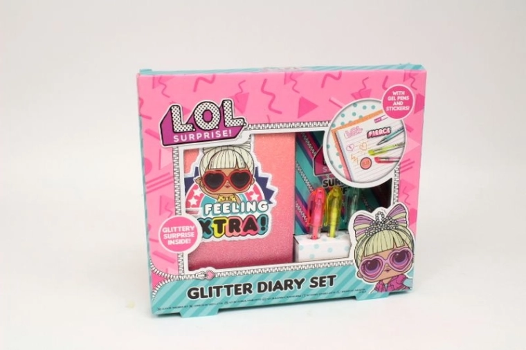 L.O.L. glitterdagboek met set gelpennen en stickers