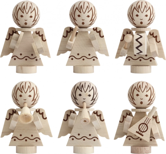 Detoa kerstversieringen houten engeltjes, set van 6 stuks
