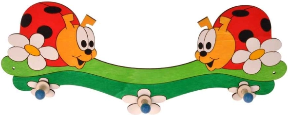 Wooden wall hook with three hooks Ladybugs DoDo