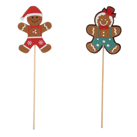 Christmas ornament gingerbread on a stick – decorative pick for flowerpots and arrangements