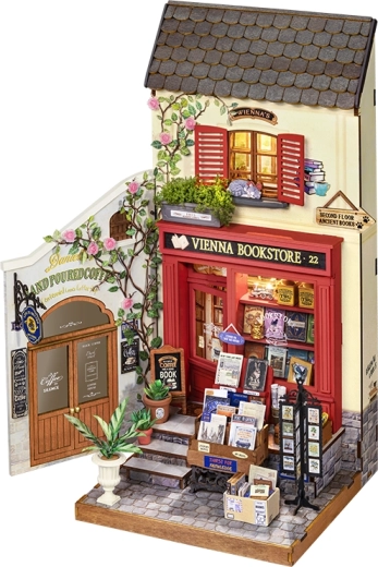 Robotime Rolife DIY miniature house – Vienna Bookstore with LED lighting (290 pieces)
