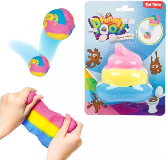 Stuiterende slijmmassa in de vorm van een drol