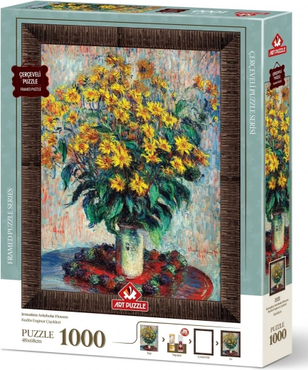 Puzzel met bloemenlijst en 3-in-1 lijm Jeruzalemse artisjok 1000 stukjes