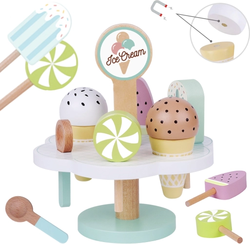 Glaces magnétiques en bois sur présentoir de Tooky Toy