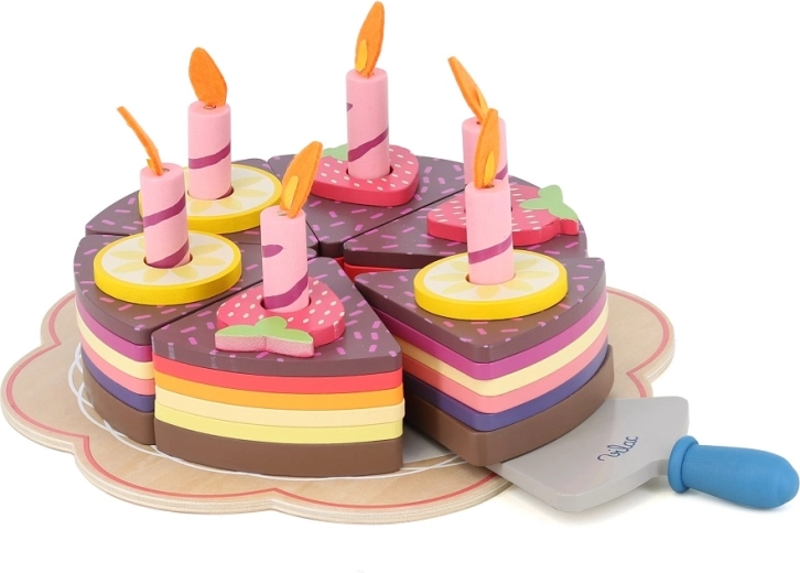 Vilac Large Wooden Birthday Cake for Kids (56 Pieces)