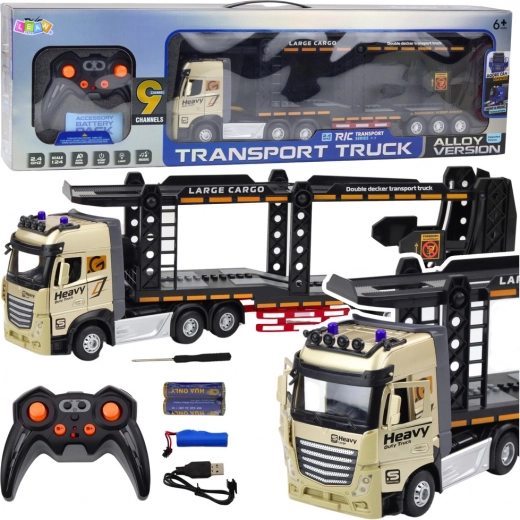 Camion de course avec remorque cargo télécommandé – Lumières et sons