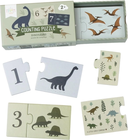 Koppelpuzzel voor tellen – eenhoorns – Dinosaurussen