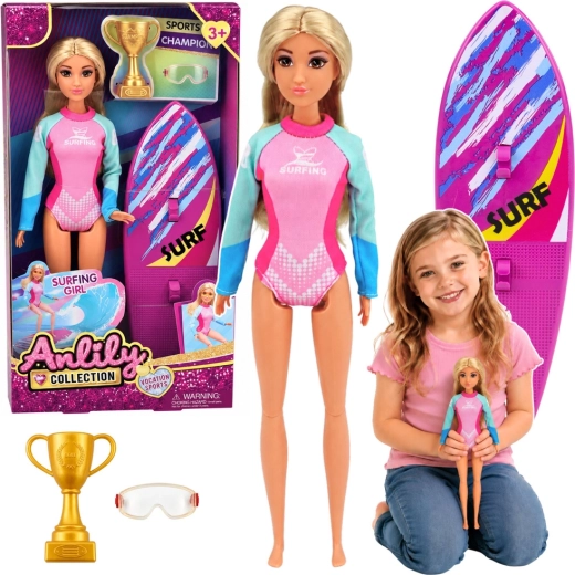 Anlily Surferpuppe mit Surfbrett und Zubehör