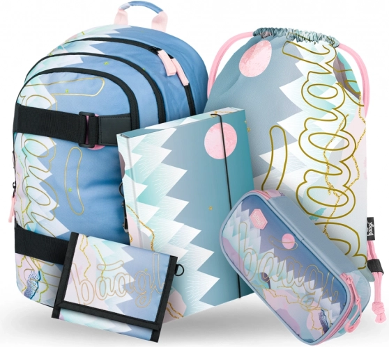BAAGL Skate Moon Set: Backpack, Pencil Case, Bag, Document Folders and Wallet