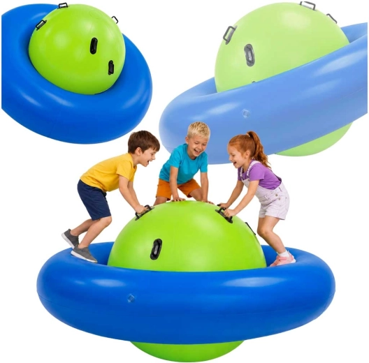 Children’s inflatable balance swing with 6 handles for 3 kids