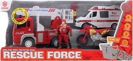 Fire Rescue Set with Ambulance, Lights and Sounds