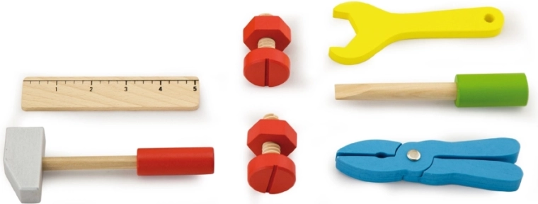Colorful wooden tools for repair-themed play