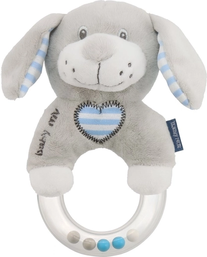 Baby Mix pluchen rammelaar hond blauw voor kinderen