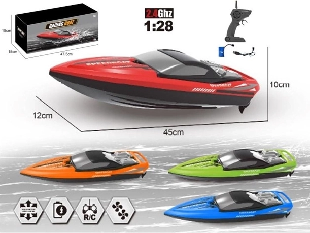 Bateau à moteur RC 2,4 GHz avec recharge USB
